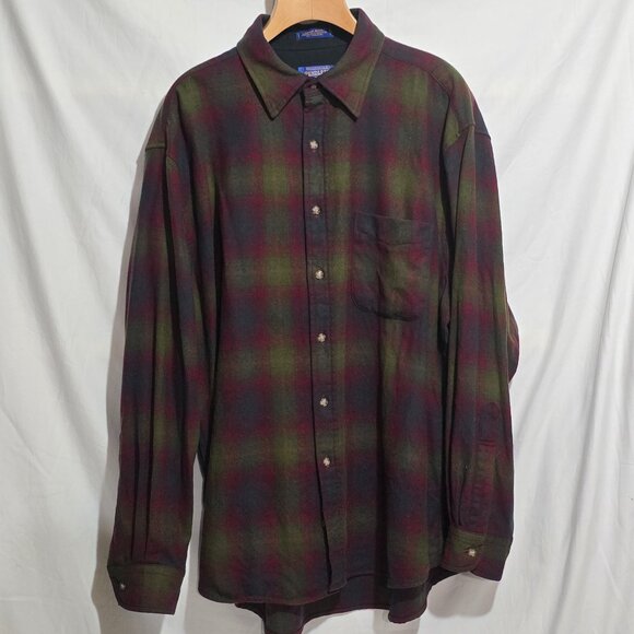 Pendleton 100% Virgin Wool LODGE Shirt - Green Brick Blue Plaid - Sz XL* - Picture 1 of 3